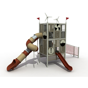 Patio de juegos para niños de torre de madera de remolque de castillo al aire libre