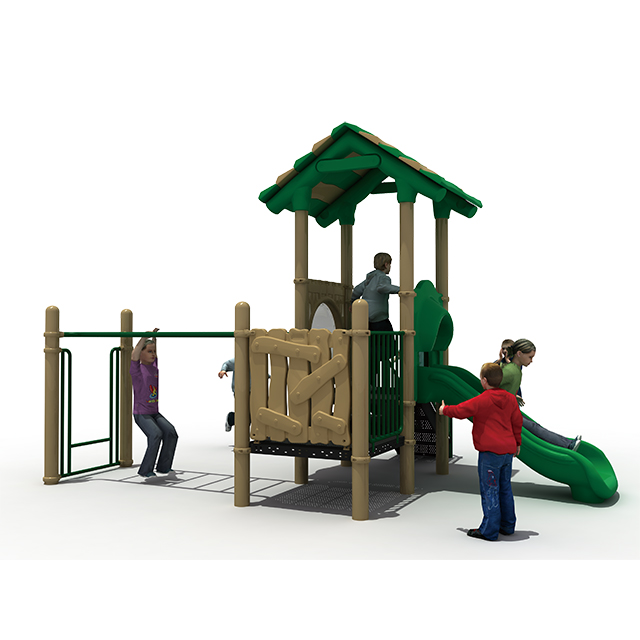 Parque de atracciones, parque infantil con tobogán, juego al aire libre para niños