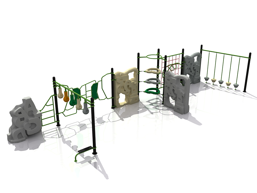 Parque infantil al aire libre con cuerda de escalada en roca para parque de aventuras