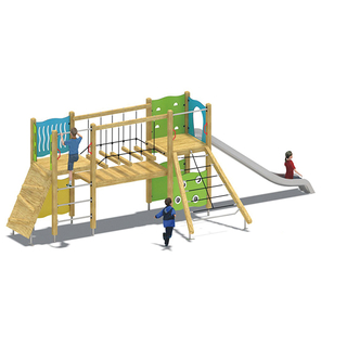 Equipo al aire libre del patio de los juegos plásticos de la diapositiva de la guardería de los niños del HDPE con la red de la cuerda