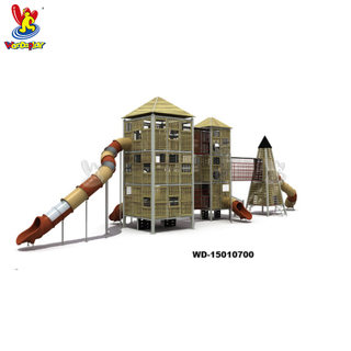 Torre de remolque de aventuras al aire libre Equipo de juegos para niños con tobogán