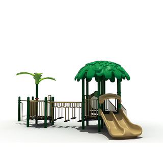 Zona de juegos del bosque para niños en edad preescolar con tobogán al aire libre para el parque