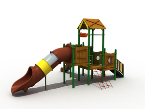 Casa de madera para niños al aire libre, equipo de juegos para niños
