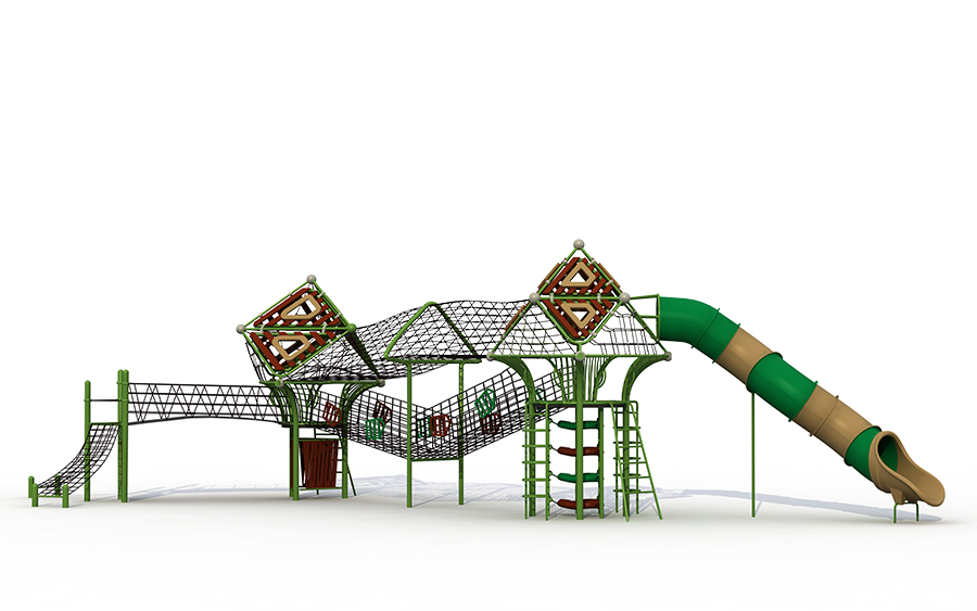 Juego de juegos al aire libre para niños con nido de pájaros y escalada con plataforma para parque de aventuras