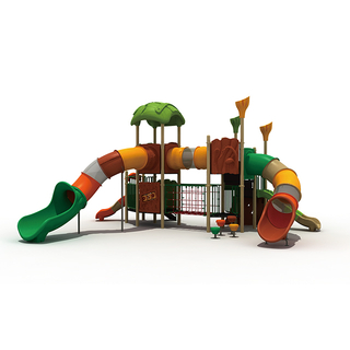 Equipo de juegos al aire libre del bosque de los niños de la escuela con el tobogán